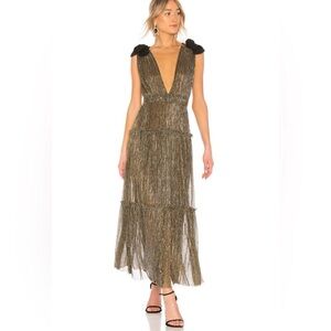 Sabina Musayev Gold and Black Evening Dress